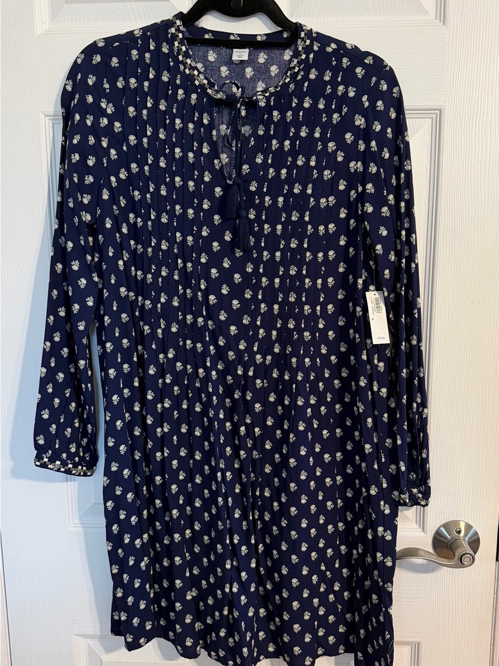 Old Navy Navy Blue Floral Print Long Sleeve Tunic Dress